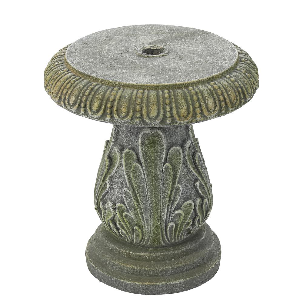 Gray/Green Cement Outdoor Umbrella Table. Picture 1