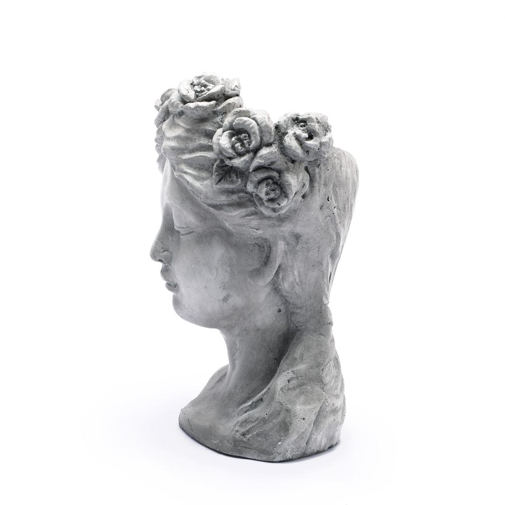 LuxenHome Gray MgO Lady Rose Wreath Bust Planter. Picture 7