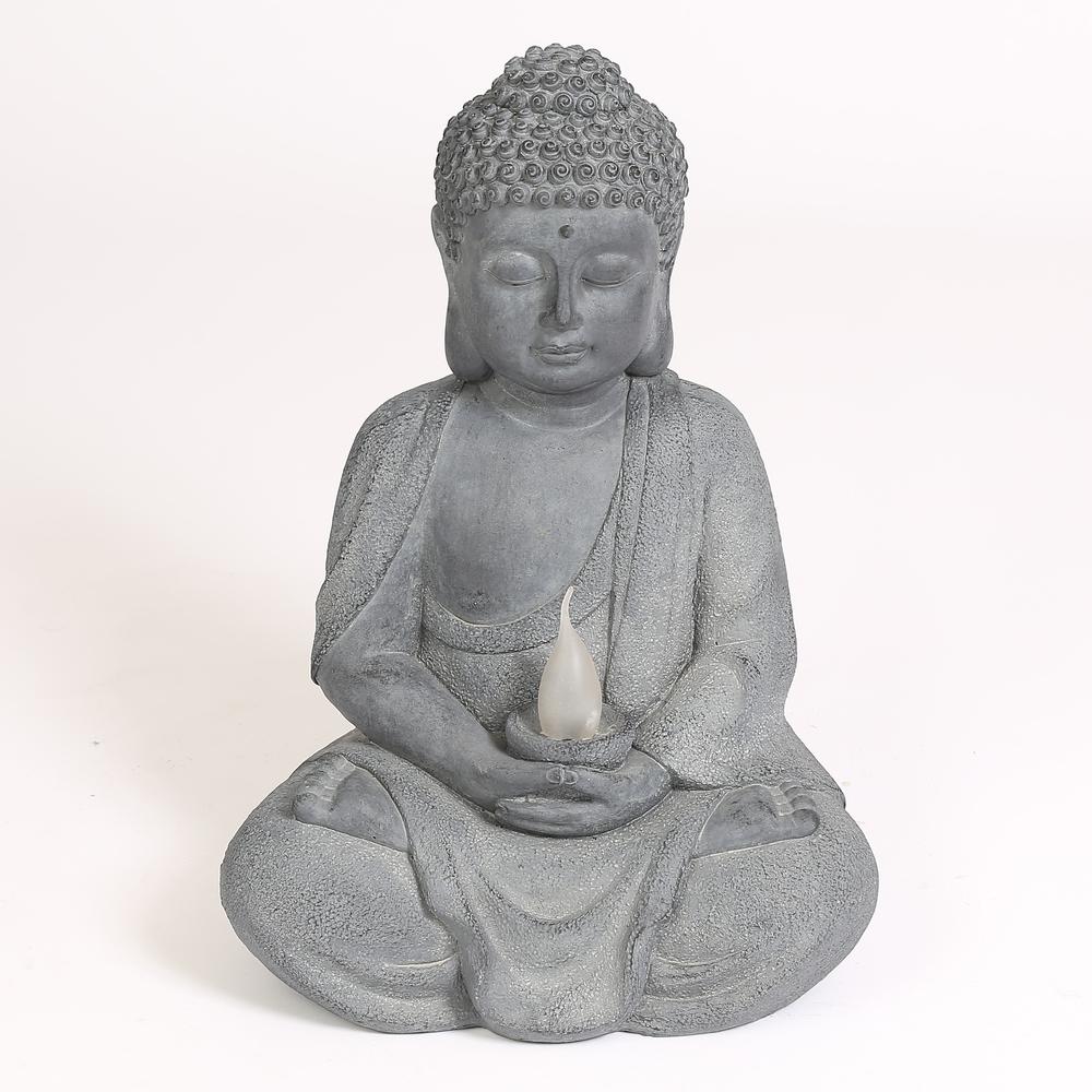 Meditating Buddha Statue with Solar Light. Picture 3