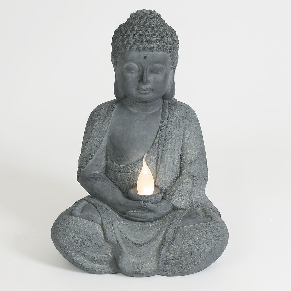 Meditating Buddha Statue with Solar Light. Picture 1
