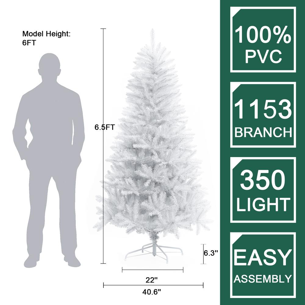 6.5Ft Pre-Lit Artificial White Full Christmas Tree. Picture 18