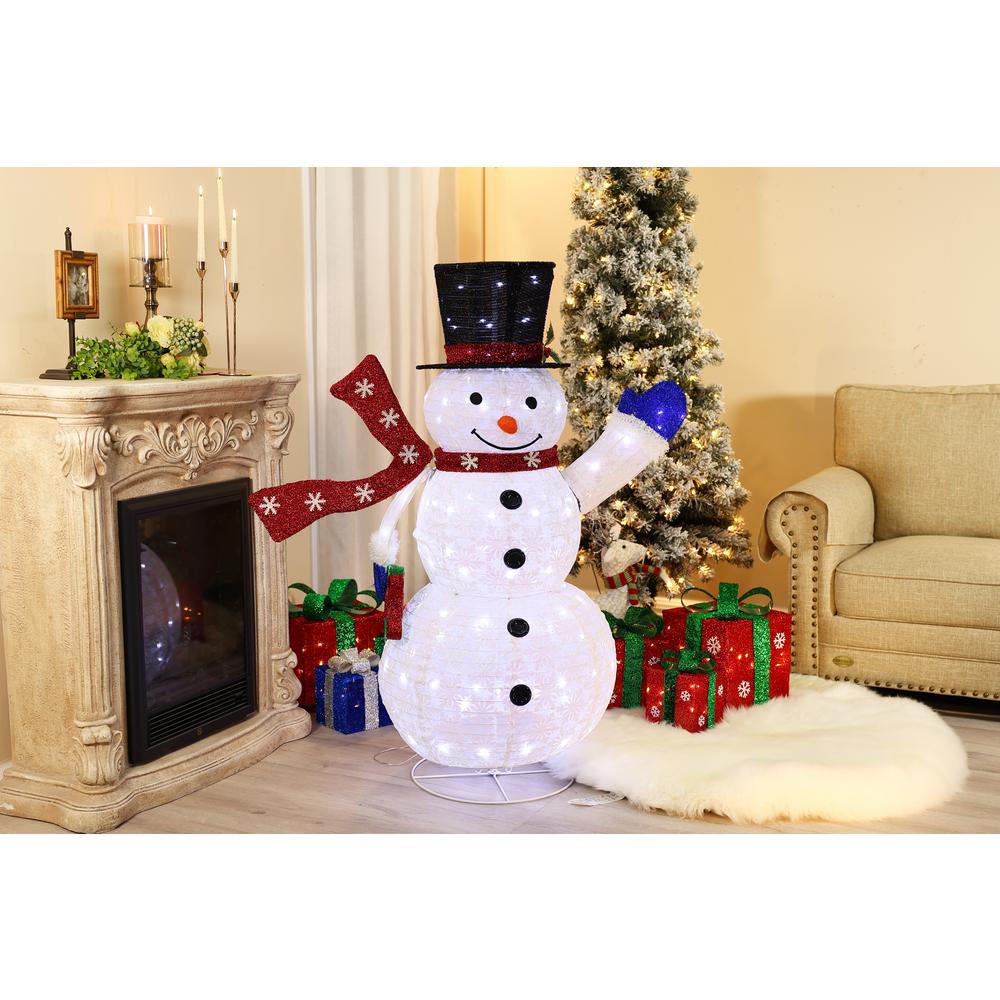 Snowman with Gift Lighted LED Winter Holiday Yard Decoration. Picture 4