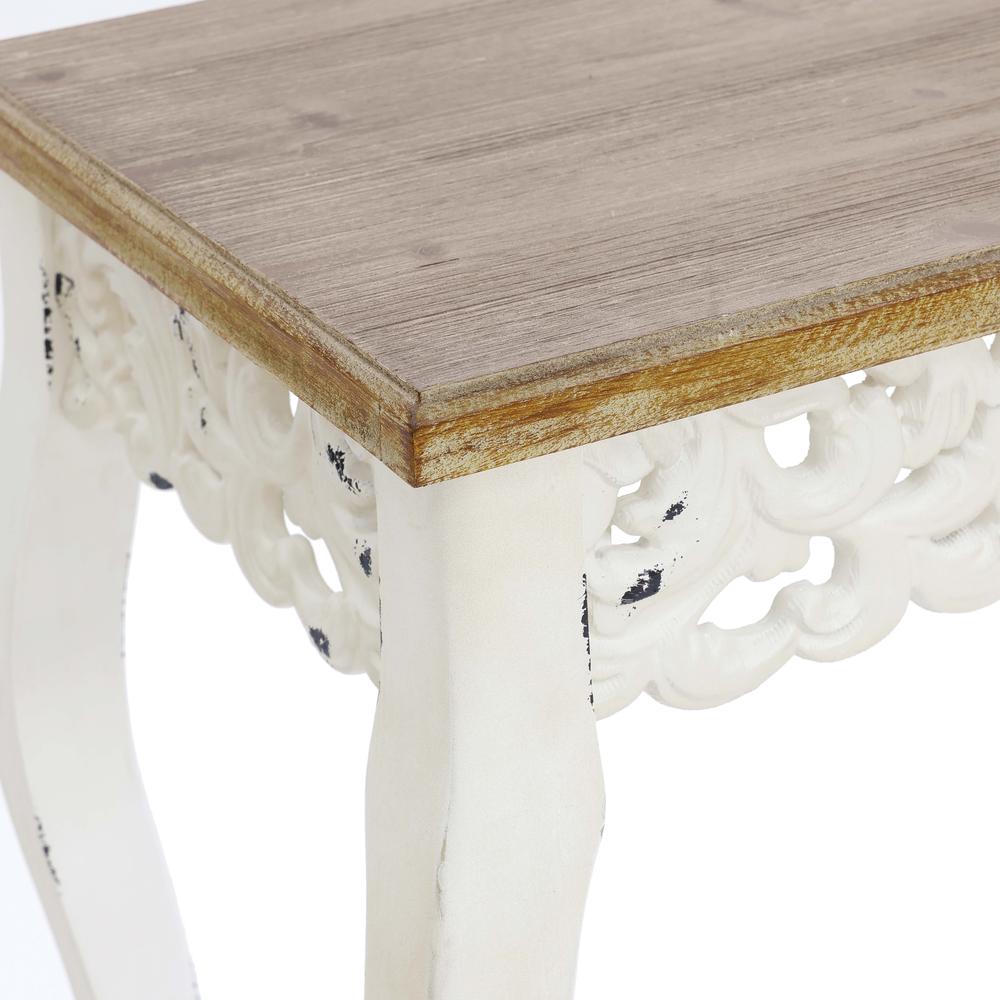 Victorian Off White and Natural Wood Console and Entry Table. Picture 9