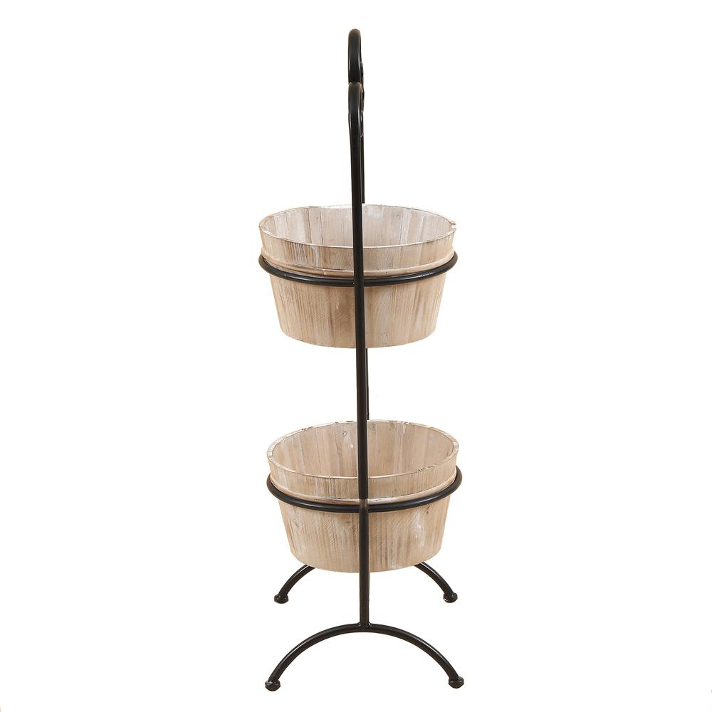 Two-Tier Wood Planters with Metal Stand. Picture 3