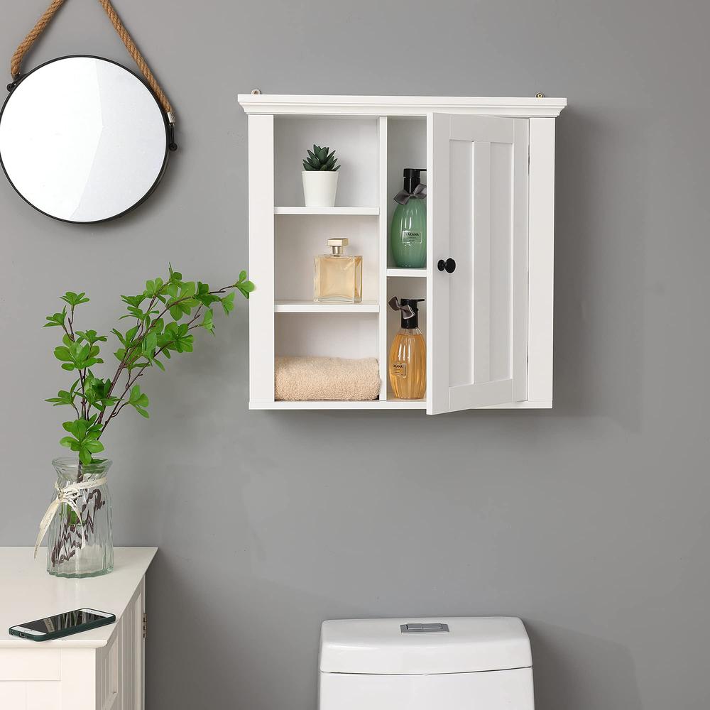 White MDF Wood Bathroom Wall Storage Cabinet. Picture 11