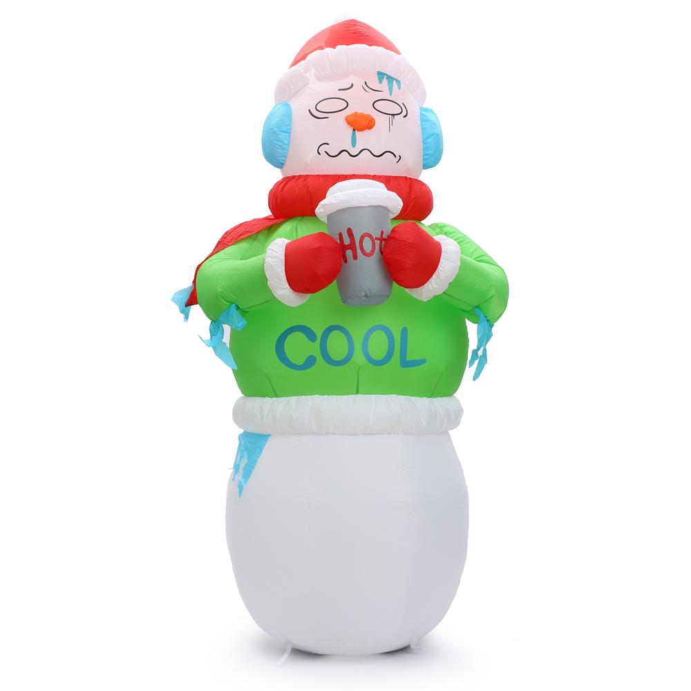 6Ft Shivering Snowman in Ugly Christmas Sweater Inflatable with LED Lights. Picture 1