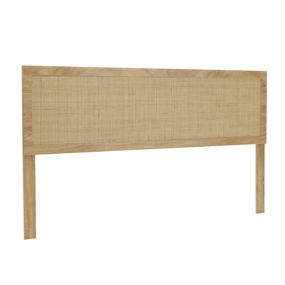 Oak Finish Manufactured Wood with Rattan Panel Headboard, King. Picture 6