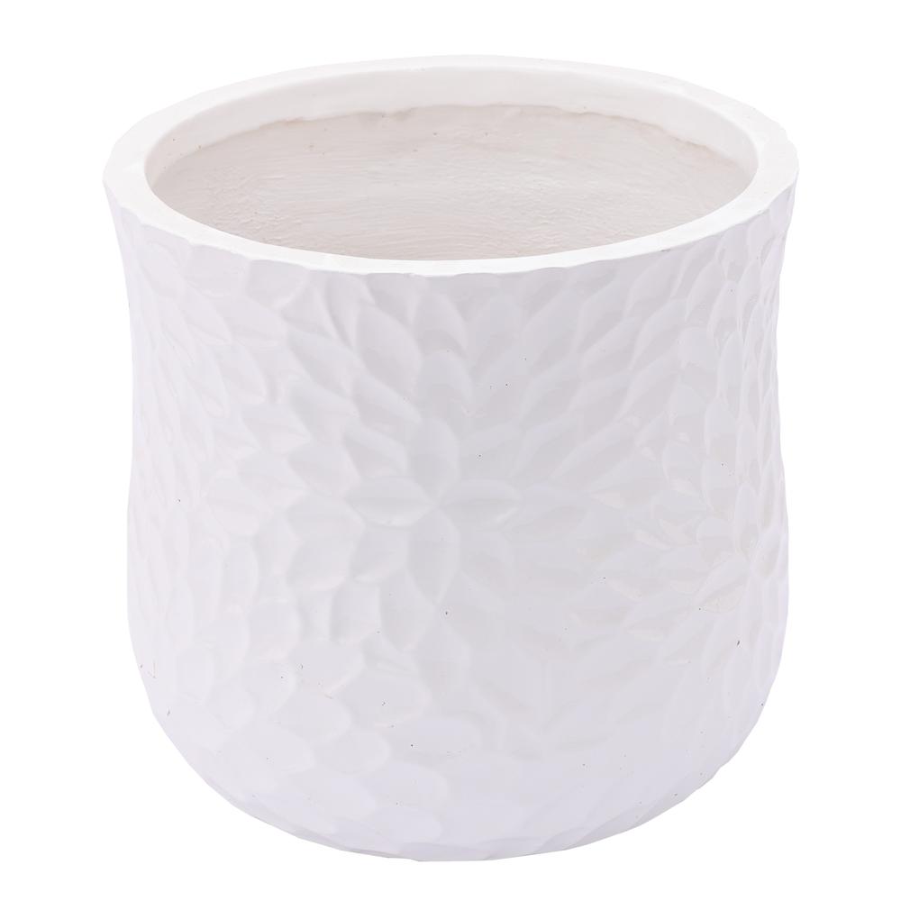 LuxenHome White MgO Floral Round Planter. Picture 5