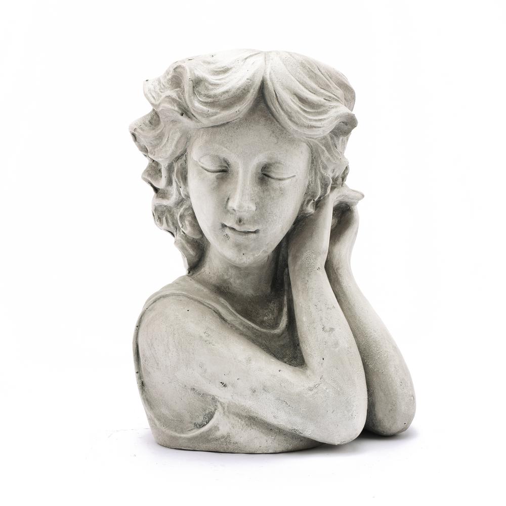 LuxenHome Gray MgO Lady Head Bust Planter. Picture 1