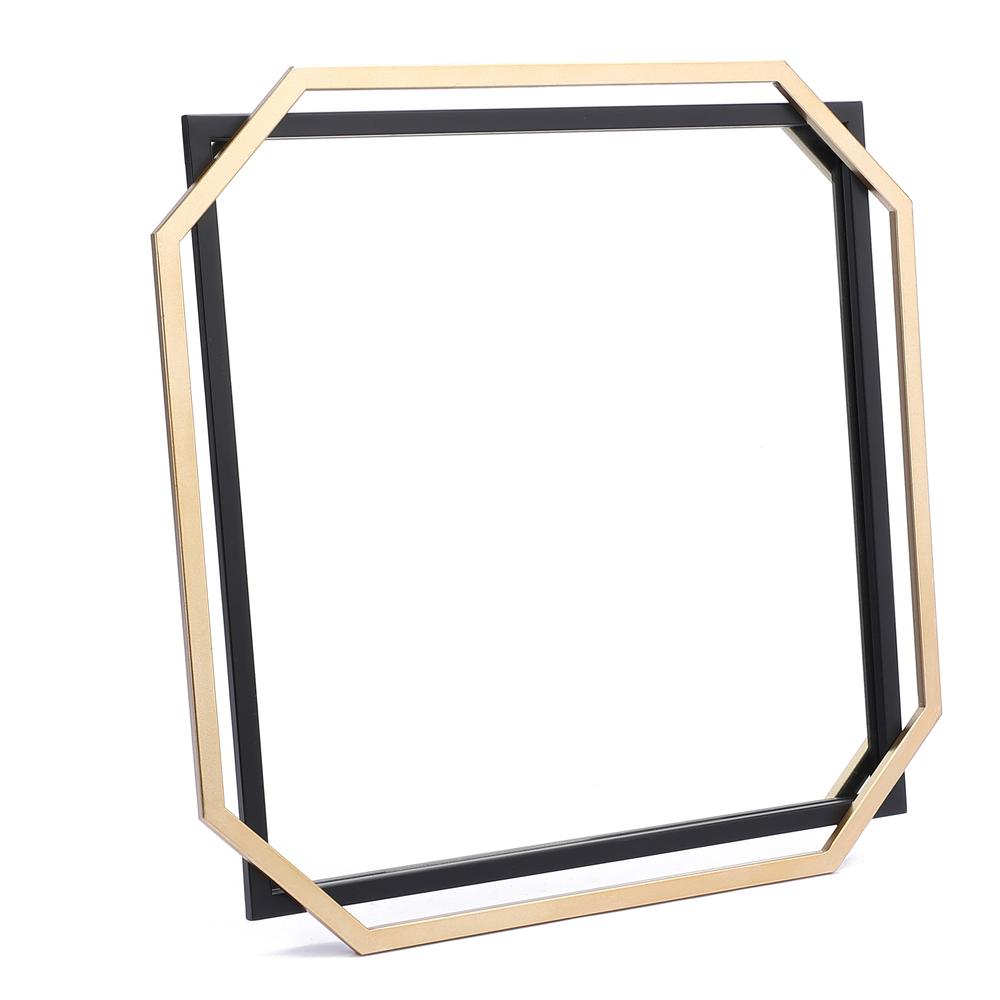 Gold and Black Metal Floating Frame Wall Accent Mirror. Picture 9