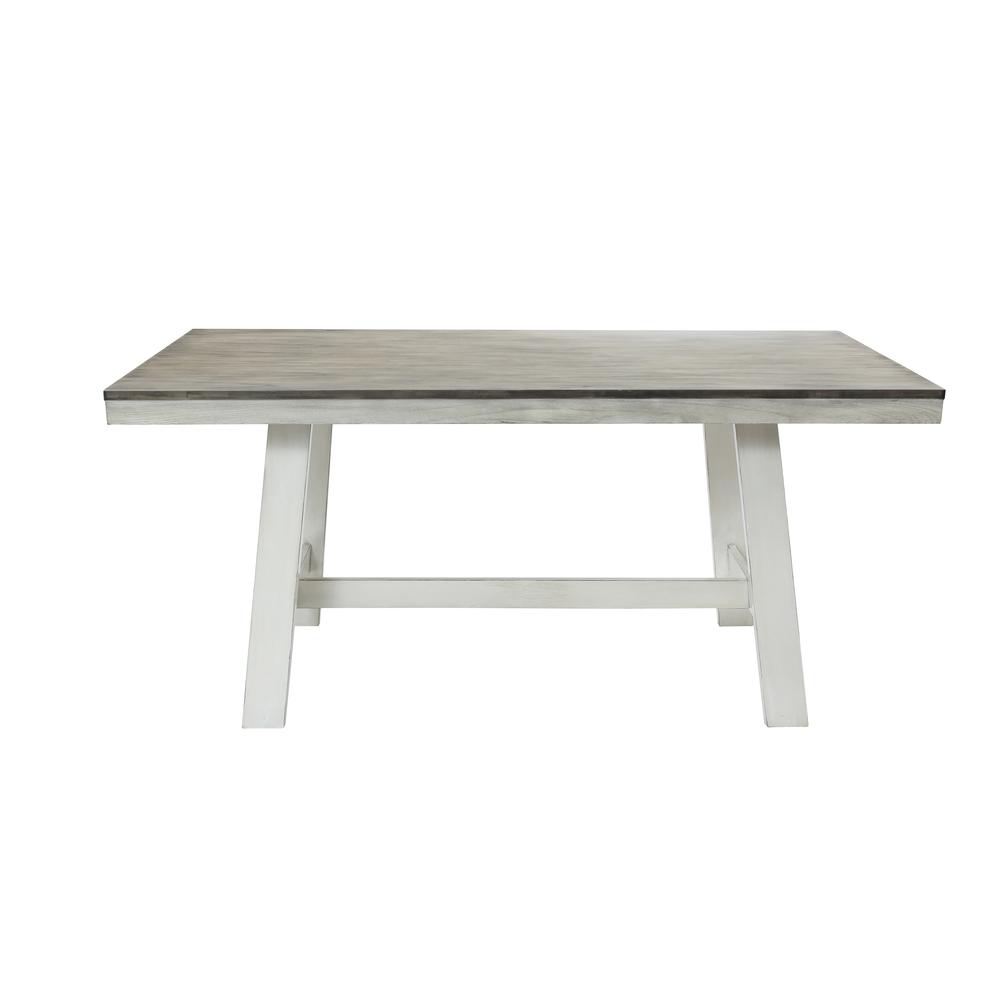 64.5" Rectangular Distressed Off White and Rubberwood Dining Table. Picture 1