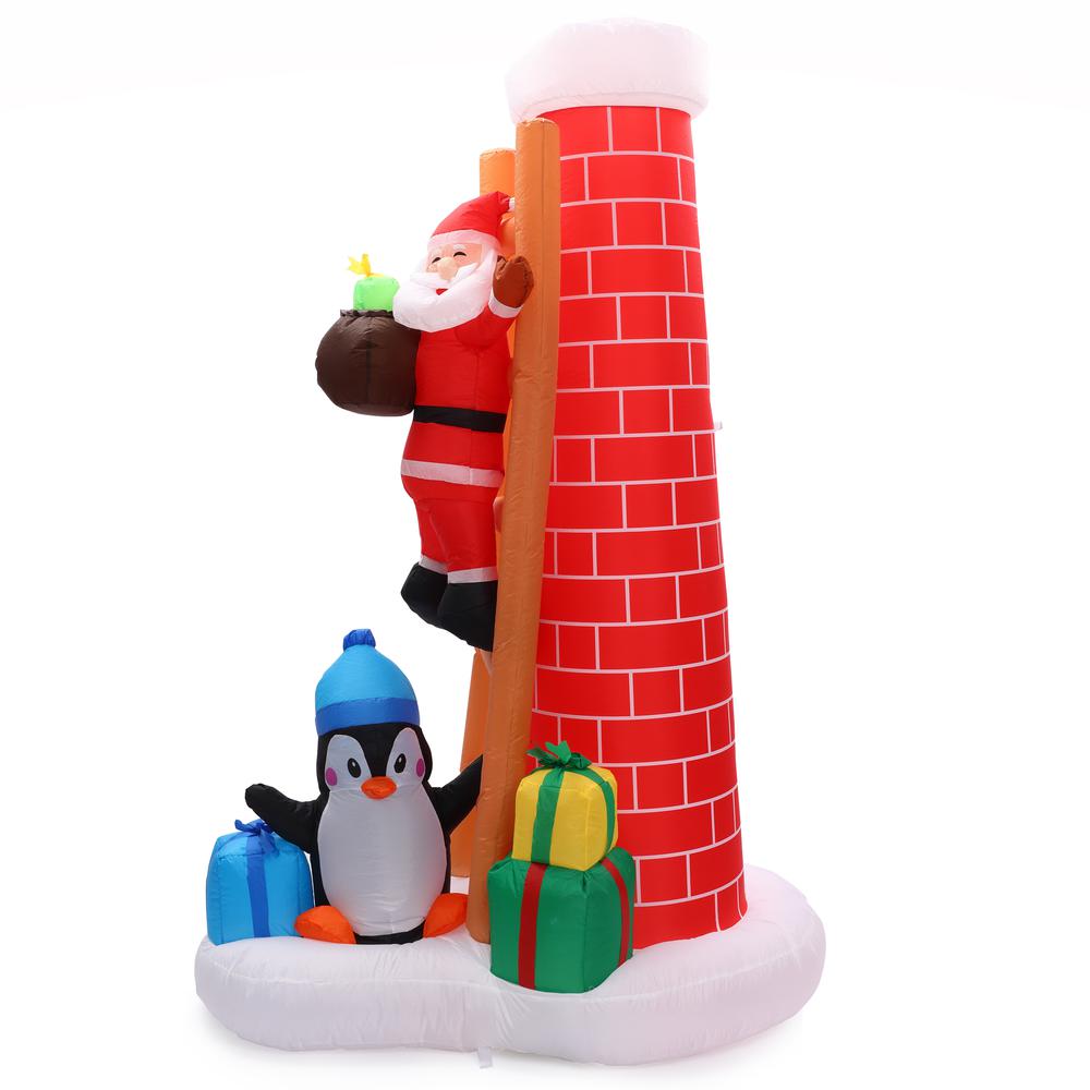 7Ft Santa On the Roof Chimney Inflatable with LED Lights. Picture 5