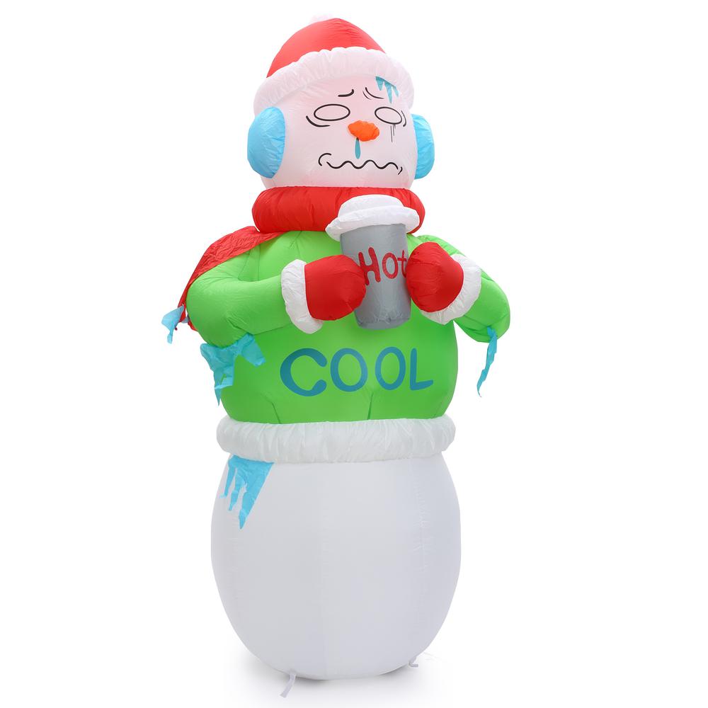 6Ft Shivering Snowman in Ugly Christmas Sweater Inflatable with LED Lights. Picture 6