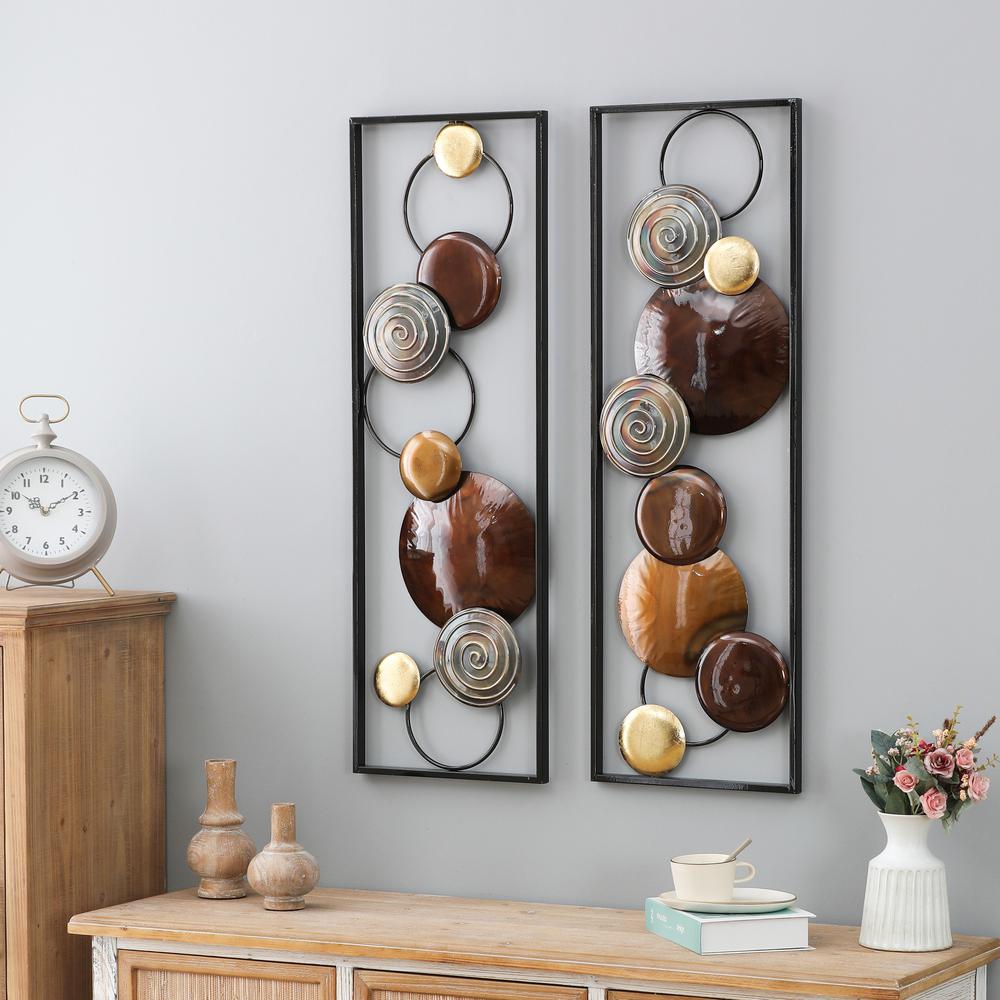 2-Piece Abstract Metal Wall Decor Rectangular Panels. Picture 4