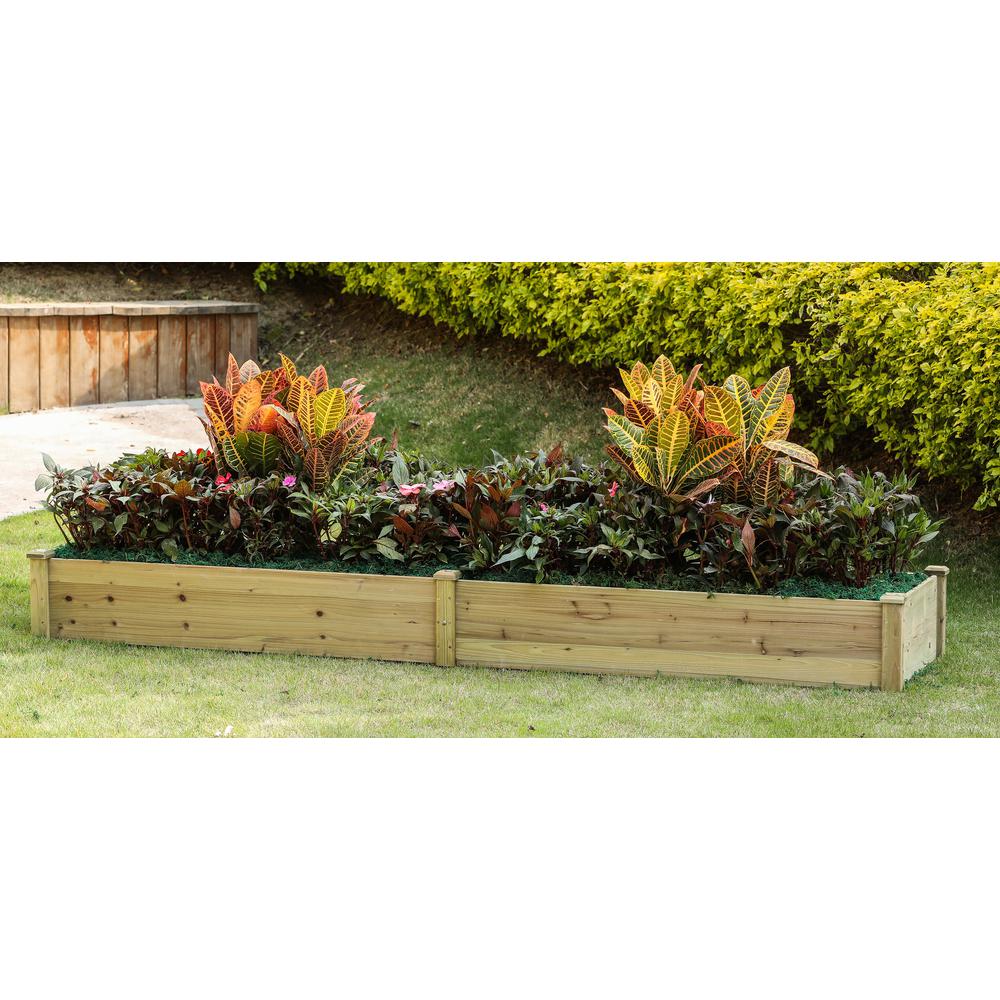 Natural Wood 8ft x 2ft Outdoor Vegetable Flower Raised Garden Bed Planter. Picture 2