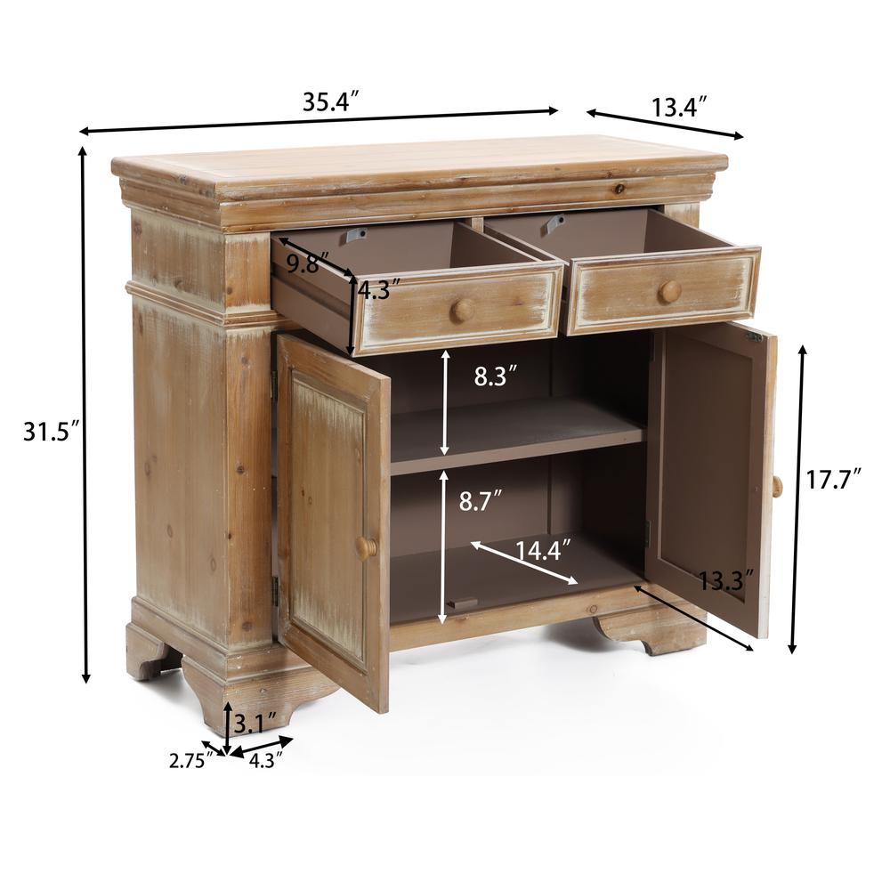 Distressed Wood 2-Drawer 2-Door Storage Cabinet. Picture 14