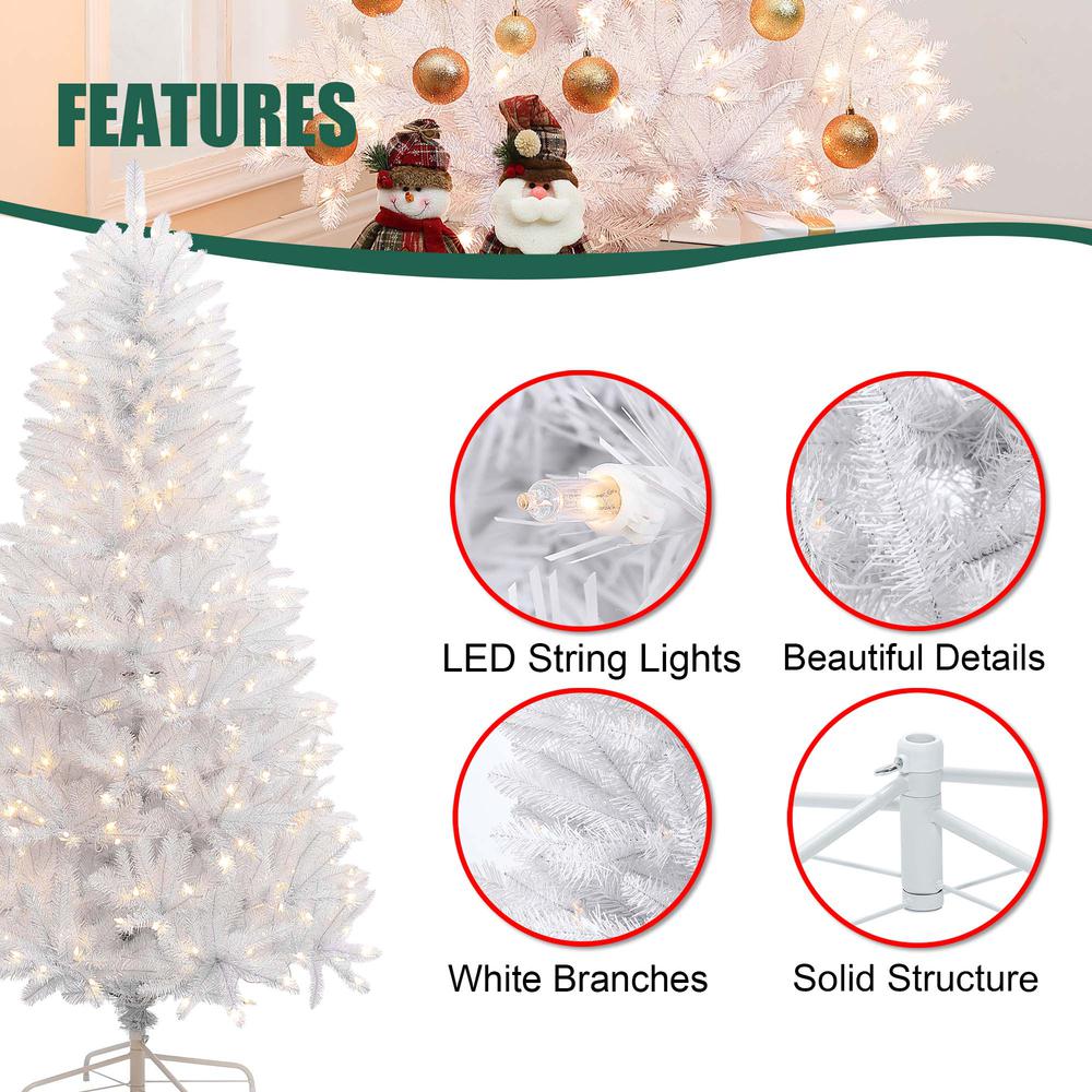 6.5Ft Pre-Lit Artificial White Full Christmas Tree. Picture 11