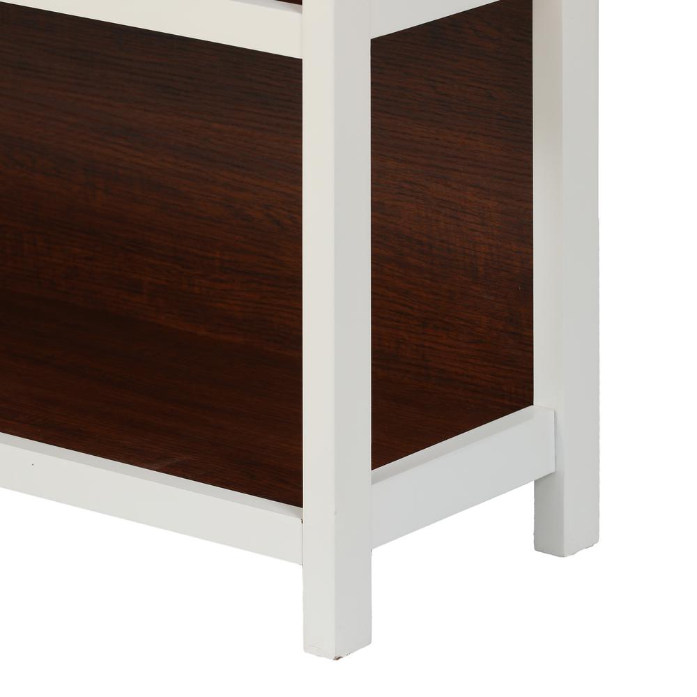 4-Shelf White and Walnut Engineered Wood Bookcase. Picture 10