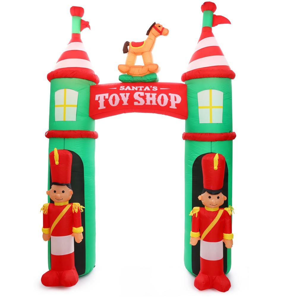 10Ft Toy Shop Inflatable Arch with Nutcracker Guards and LED Lights. Picture 1