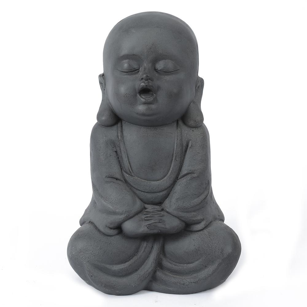 Gray MgO Meditating Buddha Monk Garden Statue. Picture 1