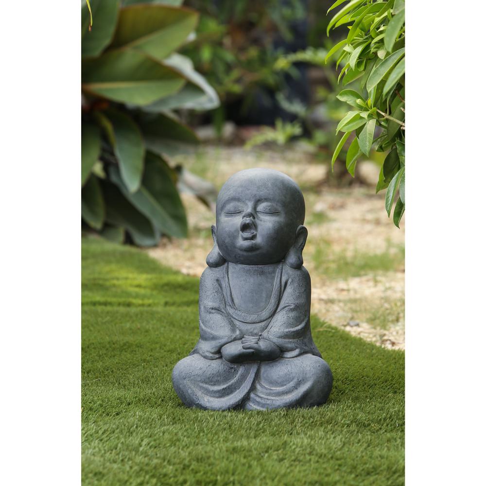 LuxenHome Weathered Brown MgO Quiet Little Buddha Monk Garden