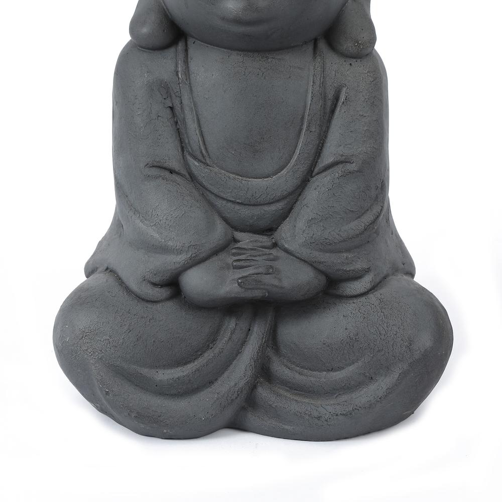 Gray MgO Meditating Buddha Monk Garden Statue. Picture 4