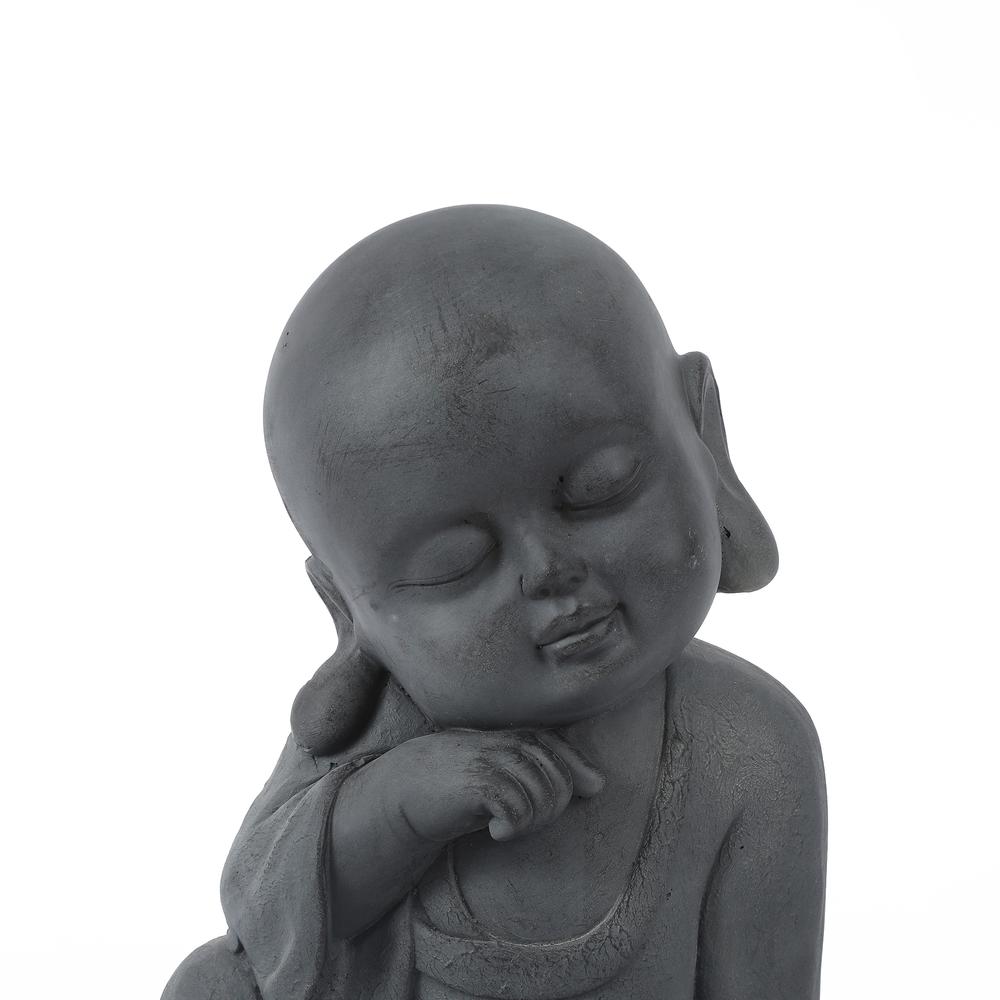 Gray MgO Meditating Buddha Monk Garden Statue. Picture 2