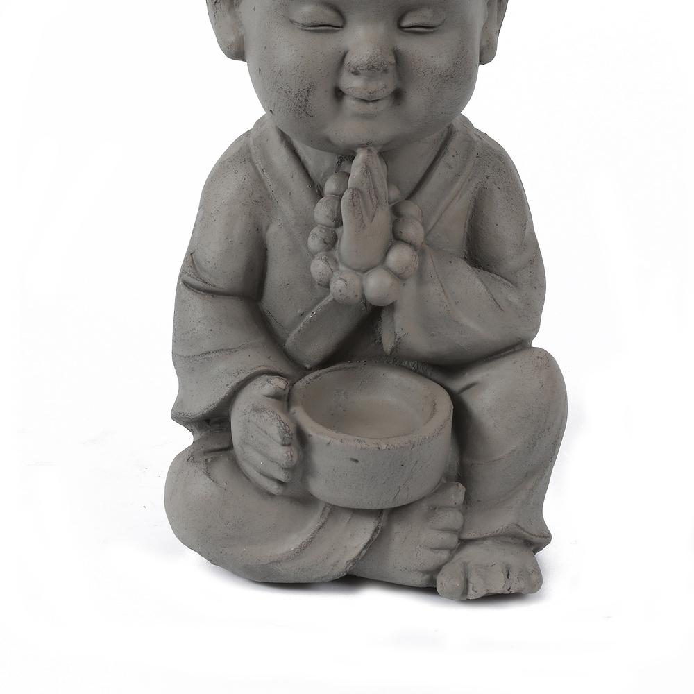 Gray MgO Meditating Buddha Monk Garden Statue. Picture 3