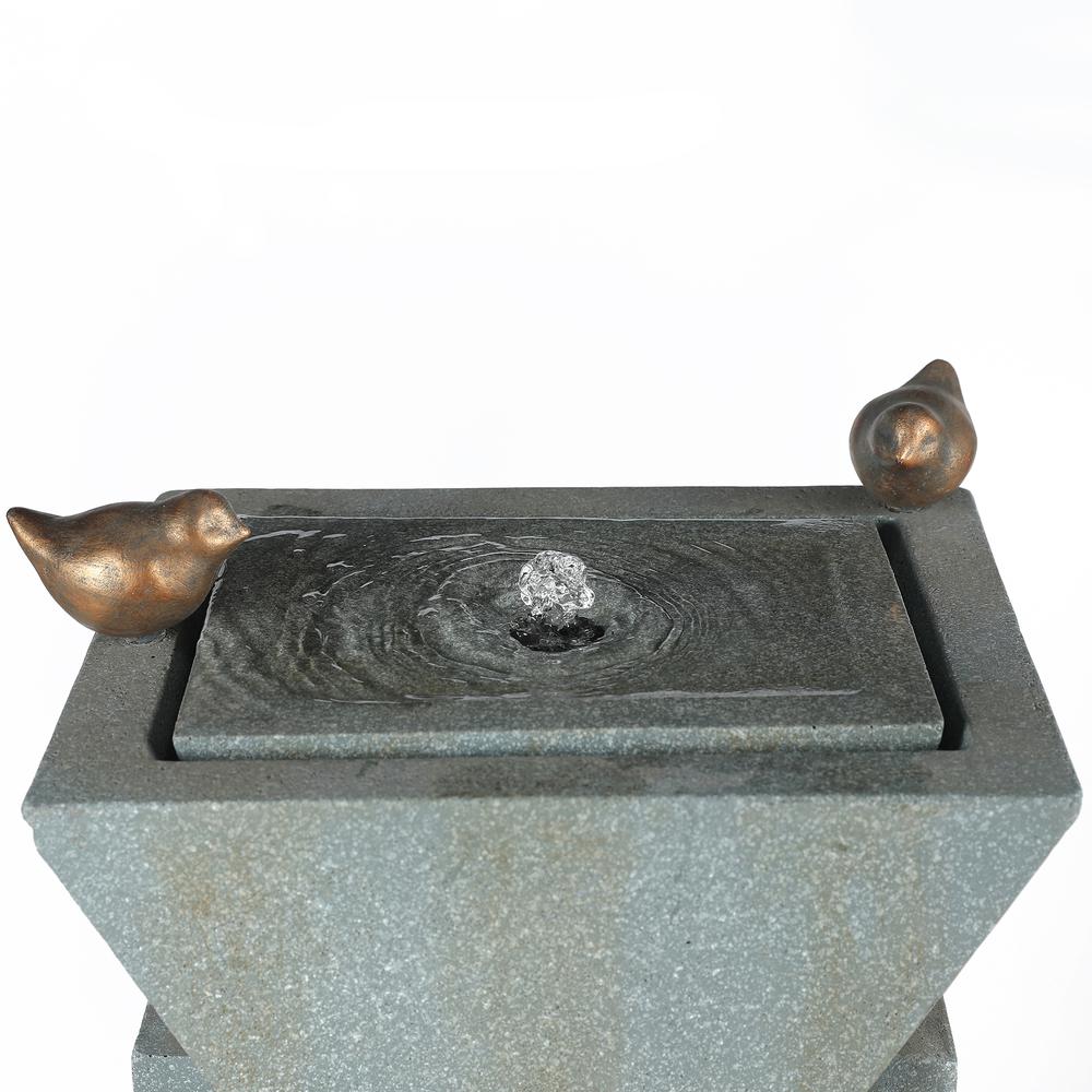 Cement Modern Pedestal Patio Fountain with LED Lights. Picture 4