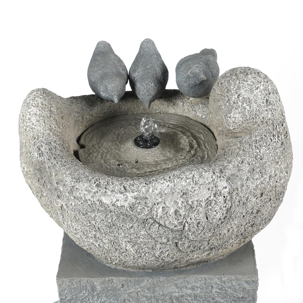 Cement Birds Pedestal Patio Fountain with LED Lights. Picture 4