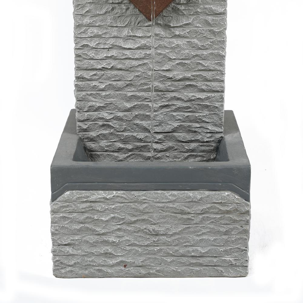 Resin Modern Textured Pedestal Lighted Outdoor Fountain. Picture 5