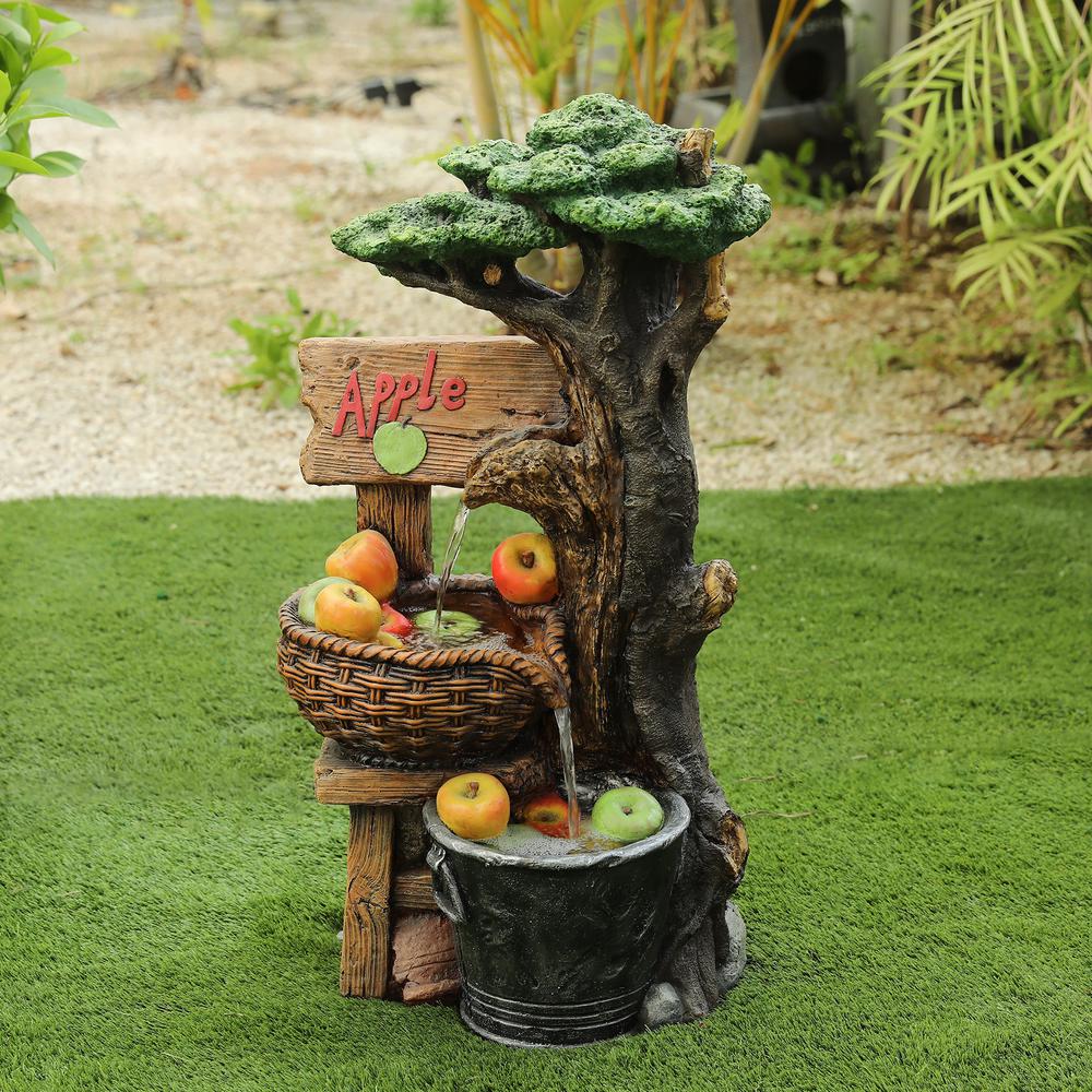 Resin Apple Tree Stand Outdoor Fountain. Picture 2