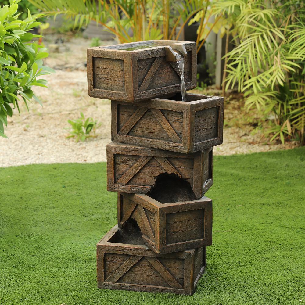 Cement Tiered Crates Outdoor Fountain. Picture 2