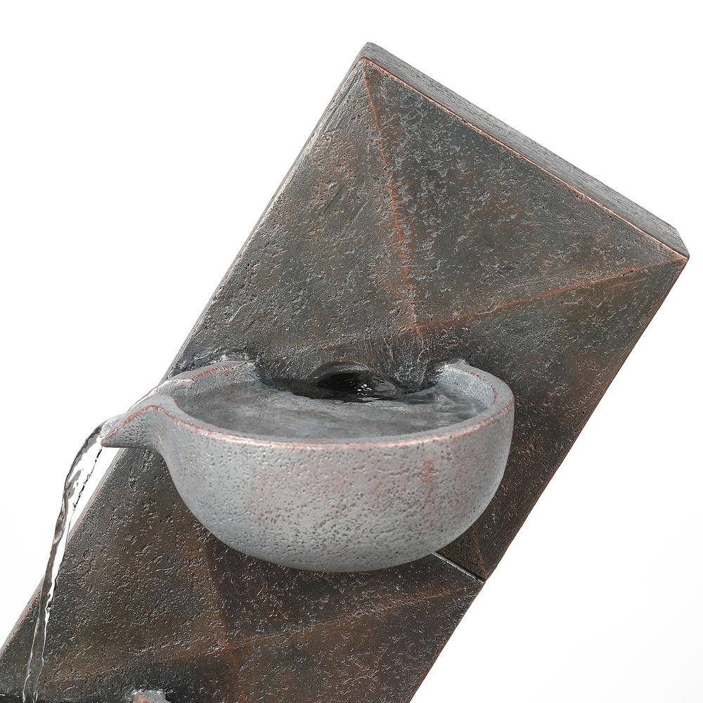 Brown and Gray Cement Modern Tiered Pots Outdoor Fountain. Picture 3