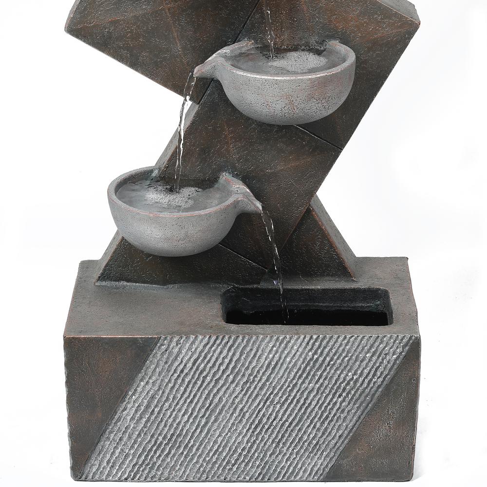 Brown and Gray Cement Modern Tiered Pots Outdoor Fountain. Picture 5