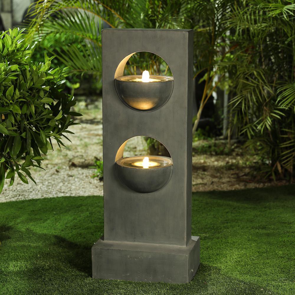 Cement Pedetal Two Tier Bowl Outdoor Fountain. Picture 2