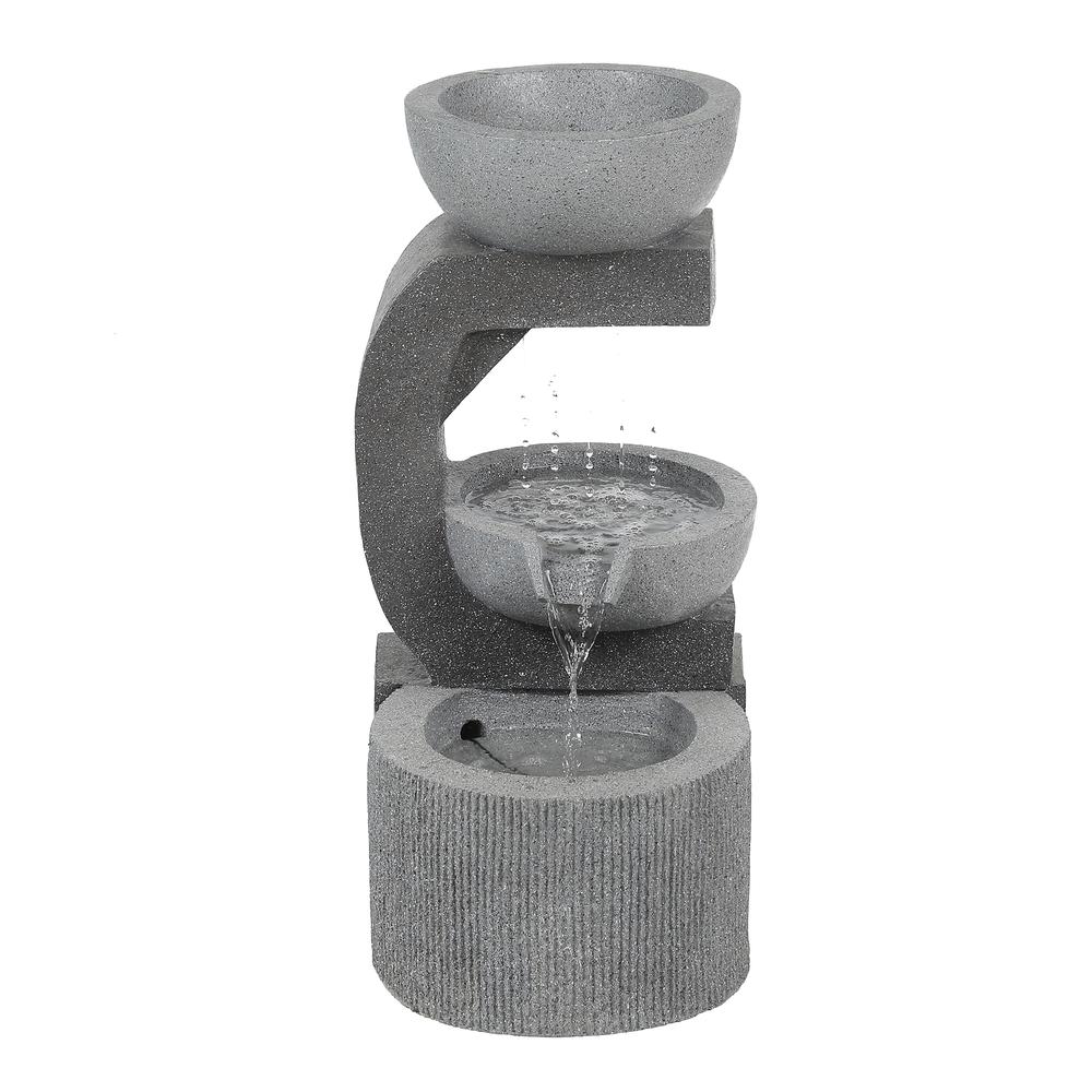 Cement Tiered Pots Outdoor  Fountain with LED Light. Picture 1
