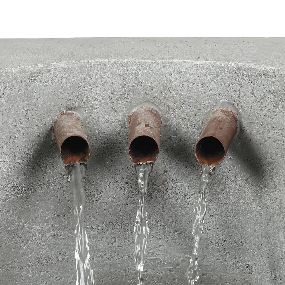 Cement Modern Semi-Round Outdoor Fountain with LED Light. Picture 3
