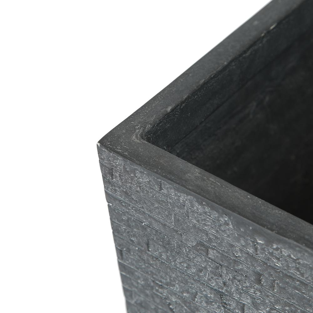 2-Piece Gray Stone Finish Tall Tapered Square MgO Planter. Picture 5