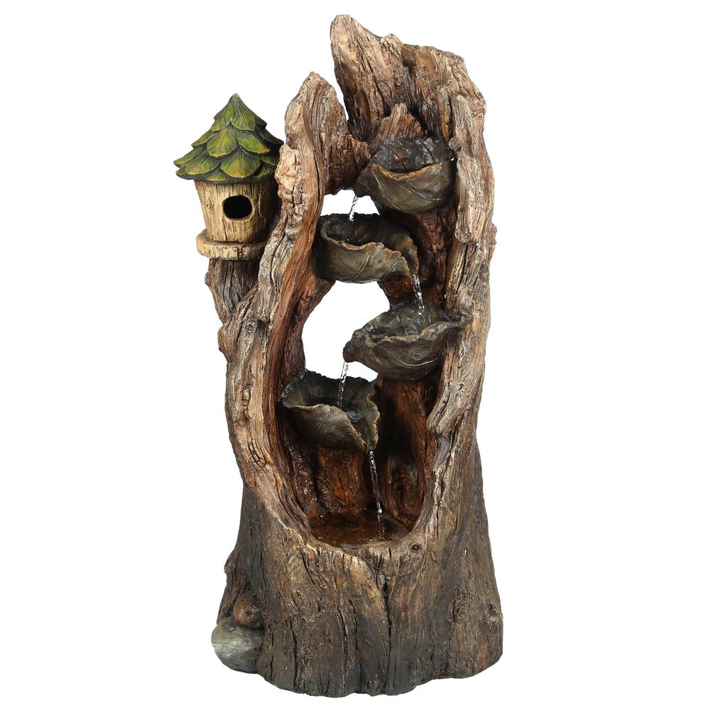 Resin Hollow Tree Outdoor Fountain with LED Lights. Picture 1