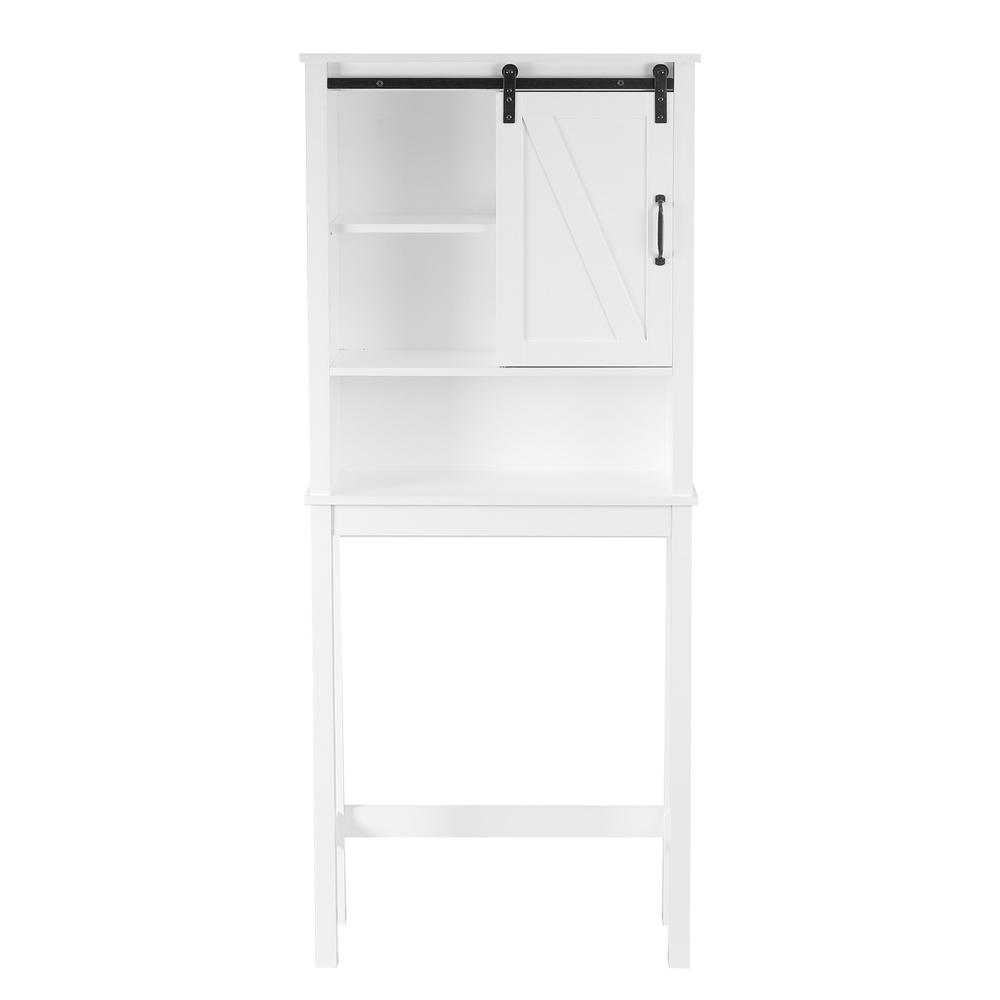 Farmhouse White MDF Wood Over-the-Toilet Space Saver Cabinet. Picture 2