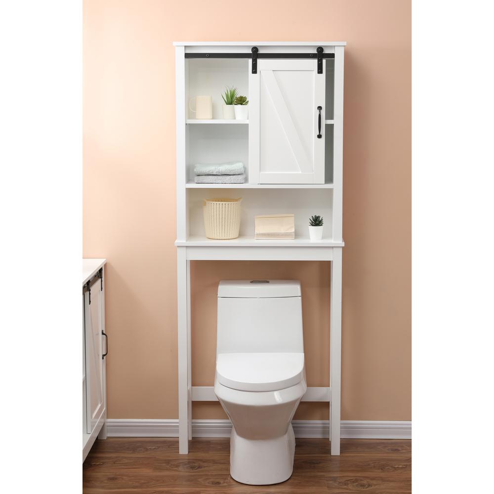 Farmhouse White MDF Wood Over-the-Toilet Space Saver Cabinet. Picture 1