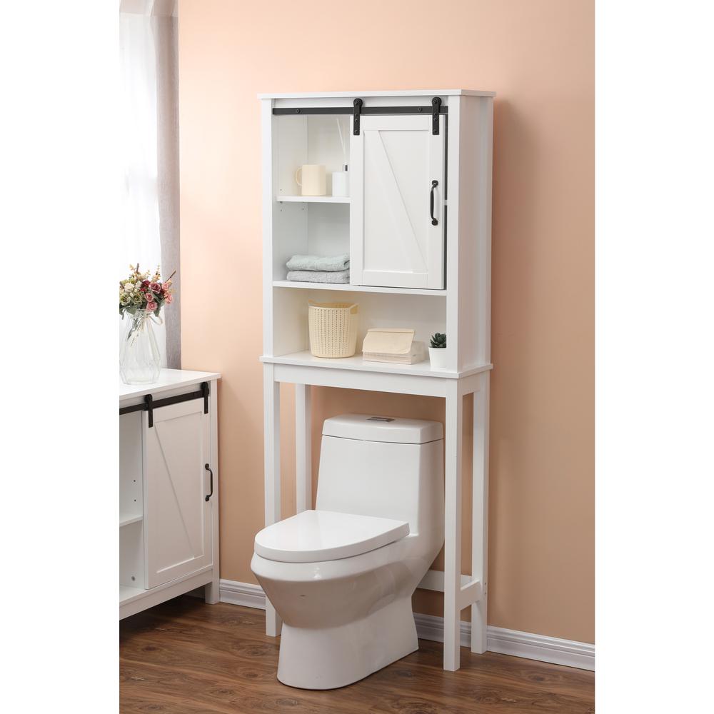 Farmhouse White MDF Wood Over-the-Toilet Space Saver Cabinet. Picture 3