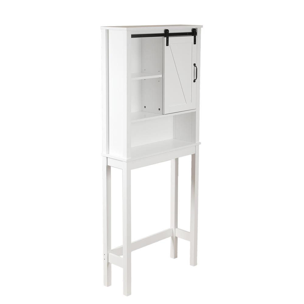 Farmhouse White MDF Wood Over-the-Toilet Space Saver Cabinet. Picture 4