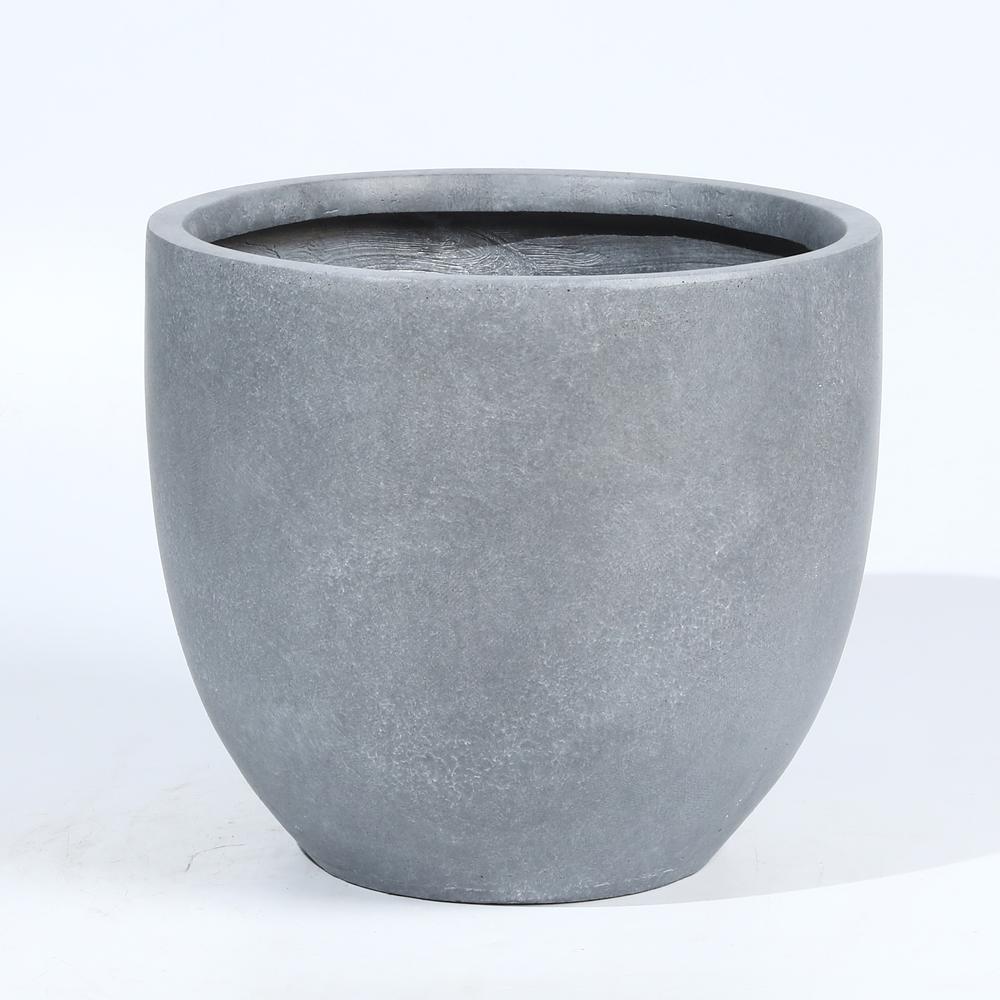 Light Gray MgO Round 12.2in. H Outdoor Planter. Picture 1