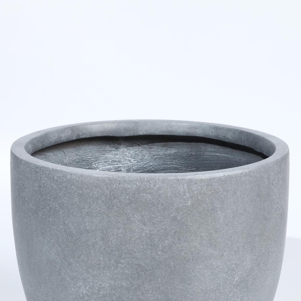 Light Gray MgO Round 12.2in. H Outdoor Planter. Picture 3