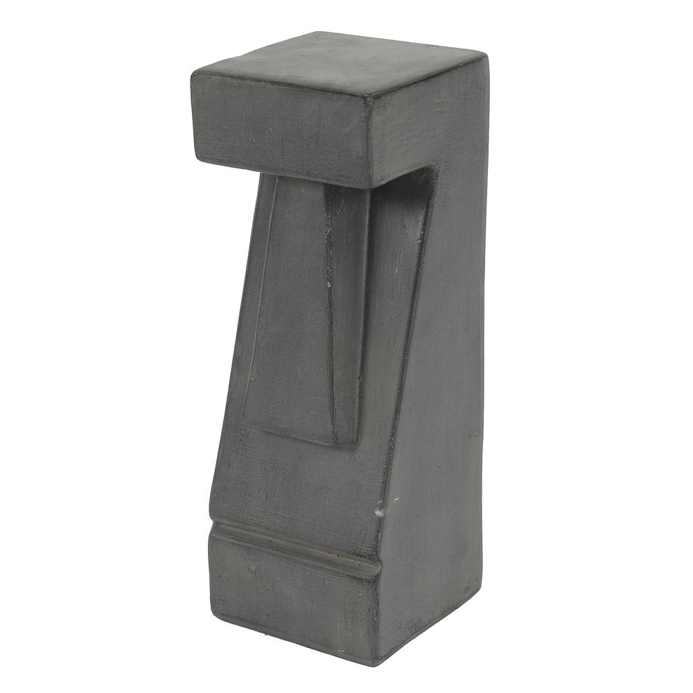 Cement 18in.H Easter Island Tiki LED Solar Bollard Light. Picture 1