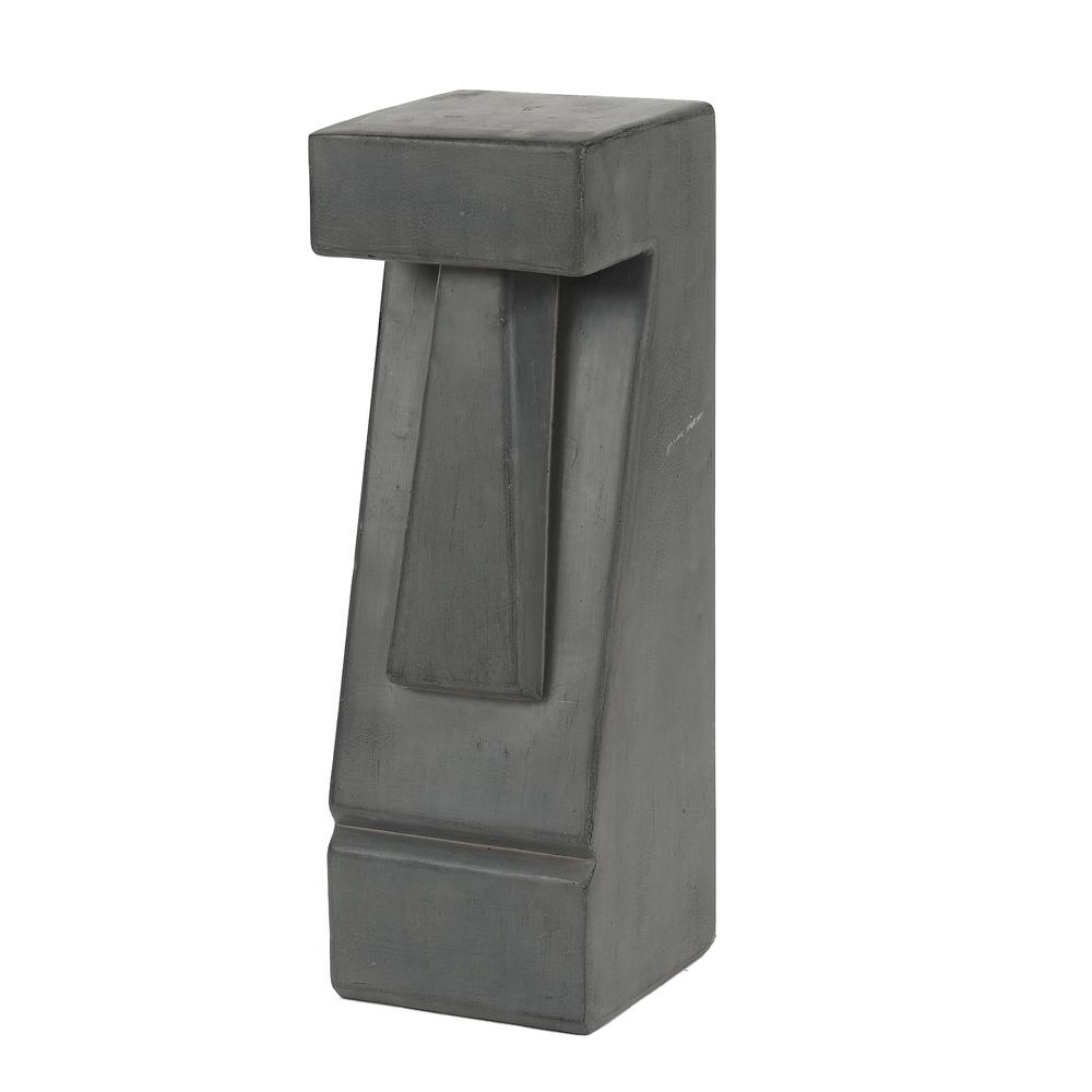Cement 14.25in.H Easter Island Tiki LED Solar Bollard Light. Picture 1