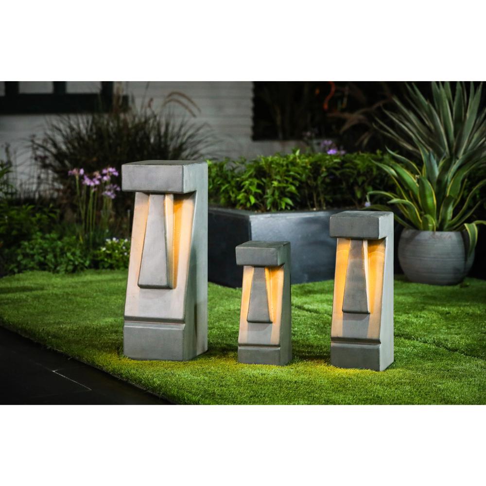 Cement 14.25in.H Easter Island Tiki LED Solar Bollard Light. Picture 2