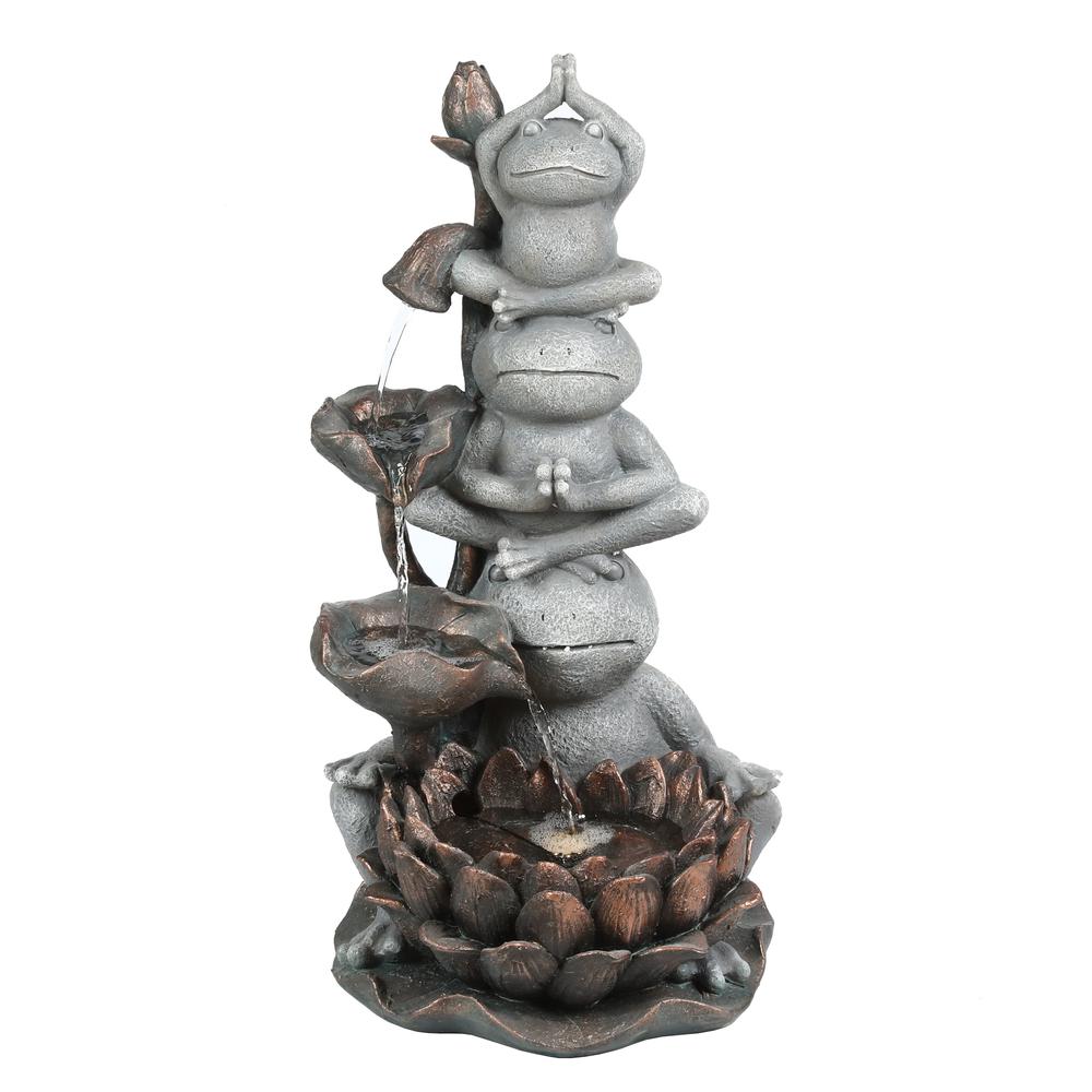 Resin Frog Totem Outdoor Fountain with LED Light. Picture 1